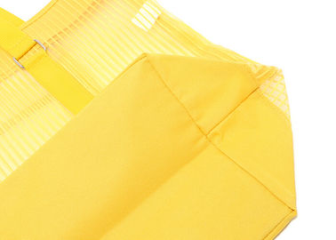 Personalized Solid Mesh Large Clear Beach Tote Bag with Velcro Stick in Yellow