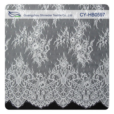 Fashion Nylon Stretch Eyelash Ruffled Lace Trim / Embroidered Lace Fabric
