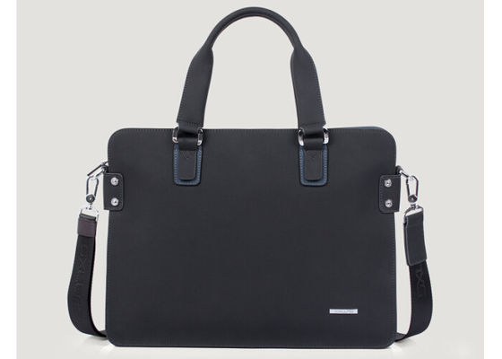 Classical Microfiber PU leather Mens Business Briefcases with full nylon lining