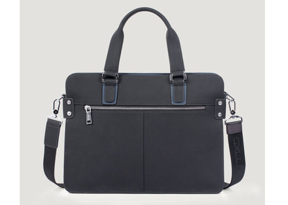 Classical Microfiber PU leather Mens Business Briefcases with full nylon lining