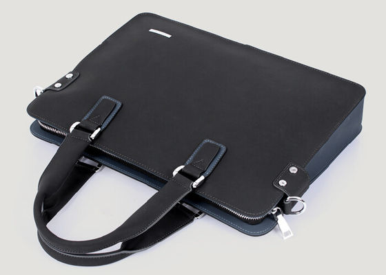 Classical Microfiber PU leather Mens Business Briefcases with full nylon lining