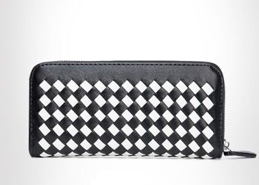 Hand woven PU leather girls wallets and purses with smooth steel teeth zipper